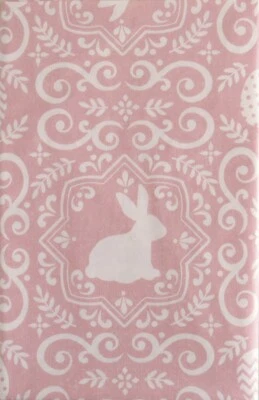 Elegant Easter Bunny Floral Pattern Vinyl Flannel Back Tablecloth Var Sizes - Image 1 of 4