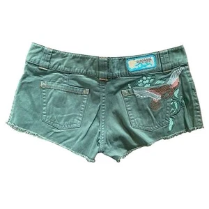 Y2K Ezekiel Shorts Size 3 Micro Mini Olive Green Embroidered skate - Imagen 1 de 12