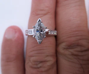 1.86 Carat 14K Gold Diamond Engagement Ring Center=1.50 Carats H-SI3 Value=$19K+ - Picture 1 of 10
