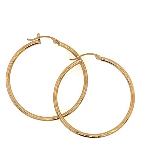 Pendientes de aro de acabado pulido acabado pulido de oro amarillo italiano de 14 K 2,0 gramos - Imagen 1 de 3