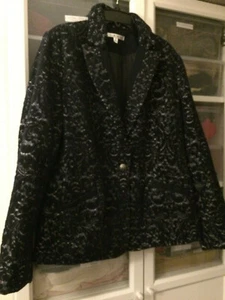 CAbi Textured Patterned Blazer Dark Navy, Silver, Black Size 8 - Picture 1 of 9