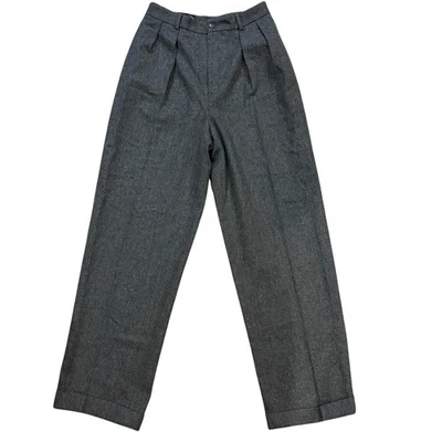 Pantalón Ralph Lauren Etiqueta Púrpura Vintage Años 90 Lana Para Mujer 8* Gris Plisado Puños Foto 1 de 4