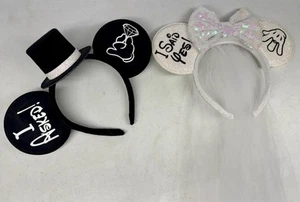 Mickey Mouse Ohren Stirnband Braut Bräutigam zur Verlobung Hochzeit Set 2 Stück - Bild 1 von 9
