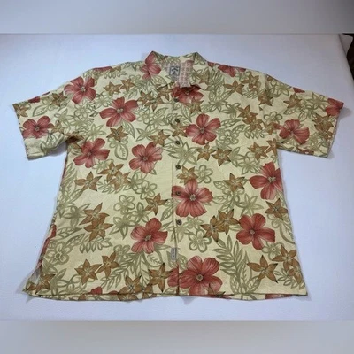 Camisa Hawaiana Montego Mon 100% Seda Para Hombre XXL Tropical Floral Botones (Bin T) Foto 1 de 4