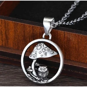 Collar Colgante Seta Búho Tono Plata Boho Bosque Joyería - Imagen 1 de 2