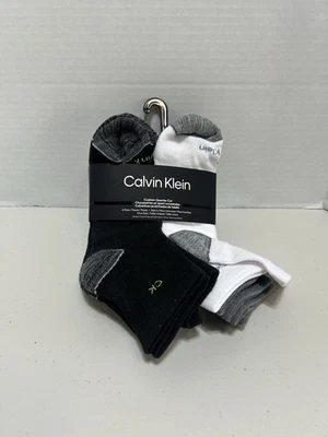 NEW 6-Pack Calvin Klein Men's Cushion Quarter Cut Socks  Black/White One Size - Image 1 of 2