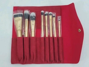 LUXIE Juego de 8 Cepillos Brillo y Dorado con Estuche de Pinceles Rojo - Imagen 1 de 3