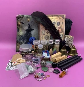 Basic Witch Starter Kit - Spells Crystals Candles Herbs Jars Feathers V2 - Picture 1 of 10