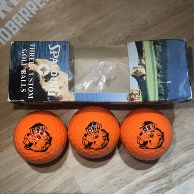 Vintage Orange Oregon State University Beavers Spalding Golf Balls 3-Pack New - Image 1 of 4