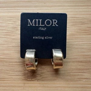 milor silver 18kt gold plated sterling silver hoop earrings - Picture 1 of 5