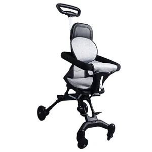 Baby Stroller 4-Wheel Rear Double Brake Adjust Height Foldable Infant Pushchair - Picture 1 of 24