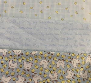 Baby Boy Chickens Hens Stars Quilt Craft Fabric Diy Blanket 1.5 Yard Lot OOP - Picture 1 of 1