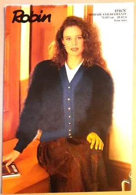 New Original Robin Mohair&diamante Ladies Cardigan Knitting Pattern 15167c - Image 1 of 2