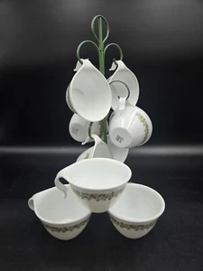 9 Vintage Corning Corelle Crazy Daisy Spring Blossom Hook Handle Cups & Tree   - Bild 1 von 12