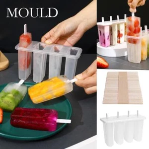 4-cell Ice Lolly Cream Maker Mold Tray DIY Popsicle Mould Yogurt Icebox - Picture 1 of 20