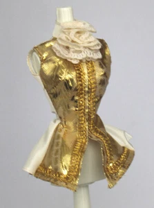 NEW Barbie Doll Gold Top Shirt Sleeveless Blouse Fashion Rock Pirate Lace Collar - Picture 1 of 3