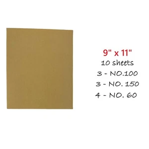 10 un. Papel de lija seco húmedo 60 100 150 grano surtido pintura de madera metal plástico 9x11 - Imagen 1 de 9