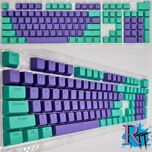 104Pcs Purple Turquoise Full Size Key Double Shot Keycaps Mechanical Keyboards - Picture 1 of 4