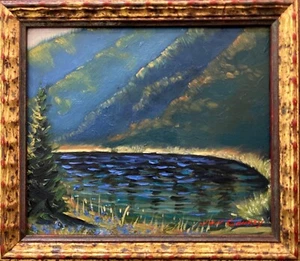 Original Impressionist Oil Painting Signed Framed "High Mountain Lake" - Picture 1 of 6
