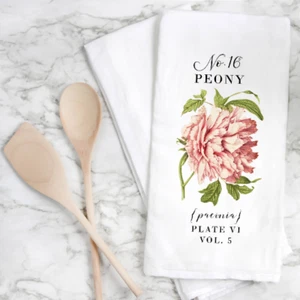 Handmade Peony Botanical Kitchen Tea Towel - Picture 1 of 1