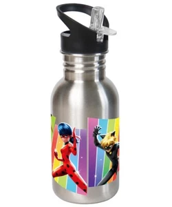 Edelstahl-Trinkflasche Miraculous Lady Bug + Cat Noir - 500 ML mit Trinkhalm - Bild 1 von 1