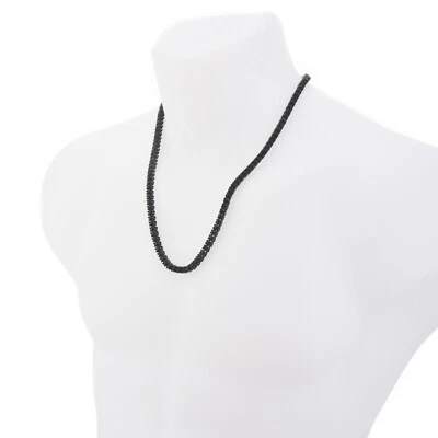 Unisex Black Plated Iced Out Tennis Chain Necklace Bling Rhinestone 16" - 24" - Image 1 of 3