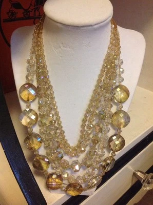 Collar llamativo de boda de topacio amarillo sintético oro brillante nuevo sin etiquetas Foto 1 de 4