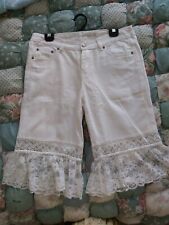FRILLED💐WHITE DENIM LACE TRIMMED FUN FESTIVAL SHORTS