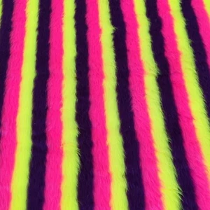 Purple/Flavine/Cerise Stripe - Jacquard Fur Fabric - R2 Quality Animal Print - Picture 1 of 3