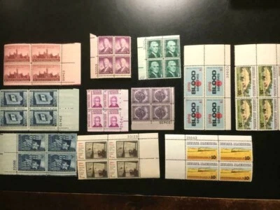 11-Stamp US Postage Blocks . Unused-O/Gum-NH-FINE-Free Ship - Image 1 of 2