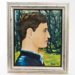Original Signed Vlasto Stefanovic 1968 Self Portrait Oil Painting Framed 20"x23" - Picture 1 of 7