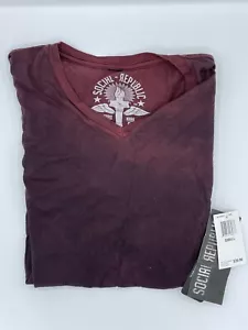 NUOVA T-shirt classica indossata scollo a V Social Republic — taglia small — rossa B102 - Foto 1 di 2