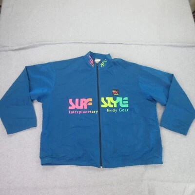 Vintage Surf Style Jacket Mens OS Blue Anorak Full Zip Windbreaker Body Gear * - Image 1 of 4