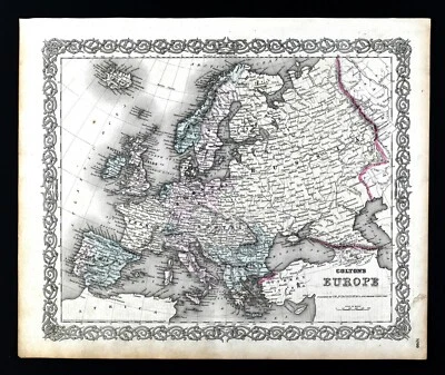 Mapa Colton 1874 Europa Italia Francia Alemania España Noruega Austria Inglaterra Irlanda Foto 1 de 4