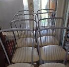 Dinning/Kitchen/Bar/ Padded Faur Leather Chrome/Silver Metal Chairs X 8