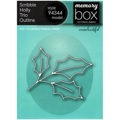 MEMORY BOX Stanzformen Set Stanzschablone Scrapbooking Die Cut, Scribble Holly T - Bild 1 von 3
