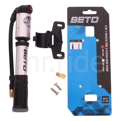 Bomba de alta presión para bicicleta BETO MP-036, bomba de choque 300 psi, 2 en 1, 2 etapas Foto 1 de 4