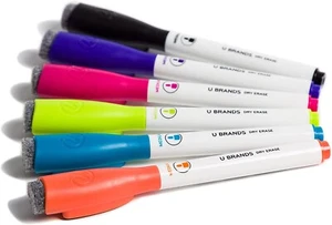 U Brands Low Odor Magnetic Dry Erase Markers With Erasers, Medium Point, Assorte - Picture 1 of 10