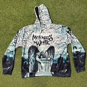 Motionless in White Sweatshirt Adult Angel Crows Woods Cemetery AOP Cross Hoodie - Picture 1 of 11