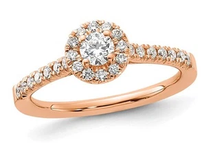 1/2 Carat (ctw G+, SI1-SI2) Lab Grown Diamond Ring 14K Rose Gold - Picture 1 of 5