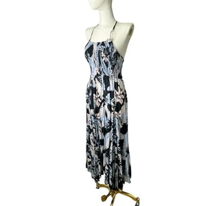 Free People Smocked Heat Wave Printed Maxi Dress Black OB957972 Sze Small SUMMER - Picture 1 of 11