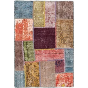 Patchwork 118x80 cm Handgeknüpfter Perserteppich Orient Carpet Rug Vintage - Picture 1 of 8