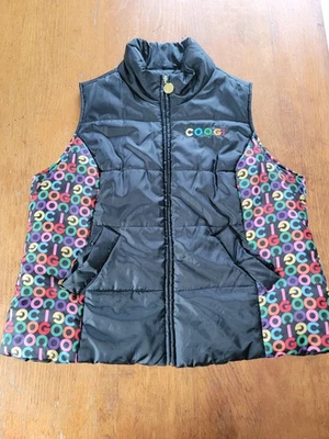 Coogi Women's Black Gold Zipper High Collar Puffer Vest Size 2X - Image 1 of 4