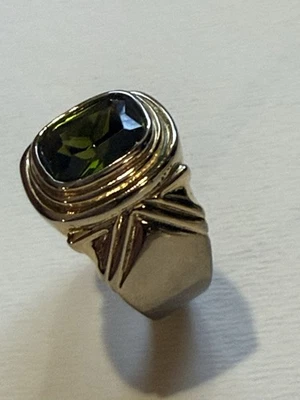 ¿Peridoto chapado en oro vintage/creado en laboratorio? / Anillo Hombre / Talla 10 / 14,3 GRAMOS Foto 1 de 4