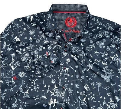 Au Noir Men’s Size 5 Long Sleeve Button Down Shirts Artsy Drawings Pictures - Image 1 of 4