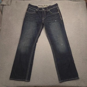 Buckle Black Label Mens Jeans 36x34 Nine Fit Dark Wash Straight Leg Distressed - Afbeelding 1 van 13