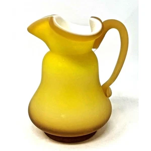 Vintage Kanawha Cased Art Glass Satin Finish Pitcher, Hard To Find Yellow - Picture 1 of 8