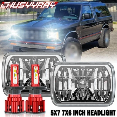 Para 82-93 Chevy S10 Blazer GMC S15 7X6 Projetor Halo LED Farol Hi/Lo Beam - Imagem 1 de 4