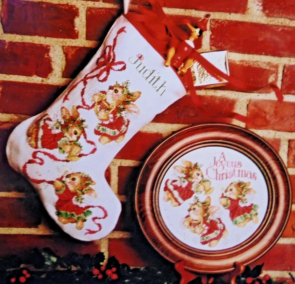 Sudberry House Bunny Rabbit Christmas Stocking #48 Cross Stitch Pattern Leaflet - Image 1 of 2
