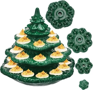 4 Ebenen Weihnachtsbaum Form Teufel Eierplatten Tabletts hält 26 Löcher stapelbar - Bild 1 von 6